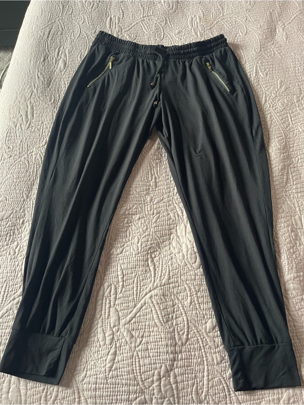 Women's Black Jogger Pants with Zipper Pockets